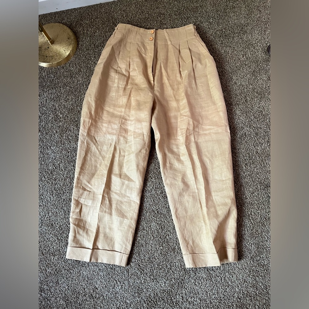 Straw gold Linen pants